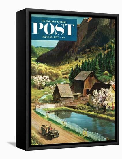 "Mountain Farm" Saturday Evening Post Cover, March 23, 1957-John Clymer-Framed Stretched Canvas