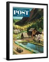 "Mountain Farm" Saturday Evening Post Cover, March 23, 1957-John Clymer-Framed Giclee Print