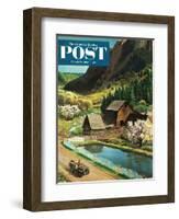 "Mountain Farm" Saturday Evening Post Cover, March 23, 1957-John Clymer-Framed Giclee Print