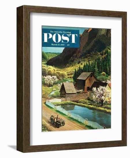 "Mountain Farm" Saturday Evening Post Cover, March 23, 1957-John Clymer-Framed Giclee Print