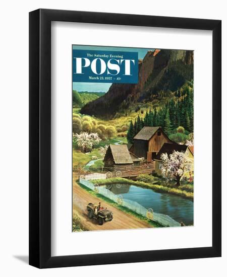 "Mountain Farm" Saturday Evening Post Cover, March 23, 1957-John Clymer-Framed Giclee Print