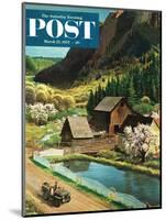 "Mountain Farm" Saturday Evening Post Cover, March 23, 1957-John Clymer-Mounted Giclee Print