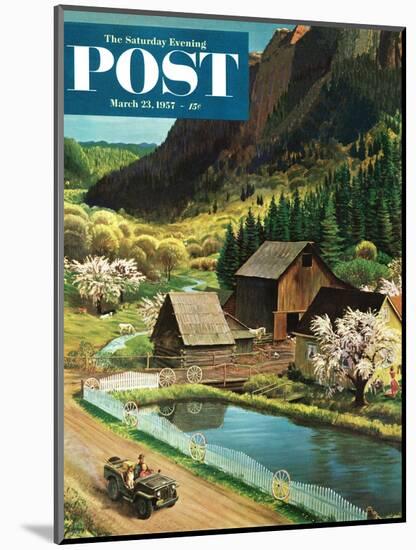 "Mountain Farm" Saturday Evening Post Cover, March 23, 1957-John Clymer-Mounted Giclee Print