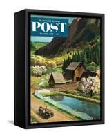 "Mountain Farm" Saturday Evening Post Cover, March 23, 1957-John Clymer-Framed Stretched Canvas