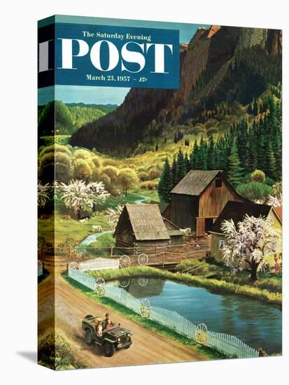 "Mountain Farm" Saturday Evening Post Cover, March 23, 1957-John Clymer-Stretched Canvas