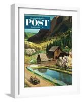 "Mountain Farm" Saturday Evening Post Cover, March 23, 1957-John Clymer-Framed Giclee Print