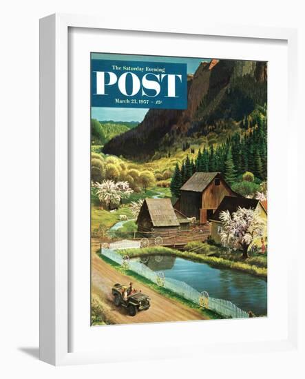 "Mountain Farm" Saturday Evening Post Cover, March 23, 1957-John Clymer-Framed Giclee Print