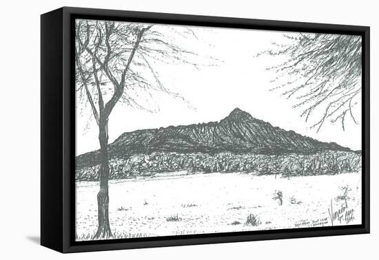 Mountain from boat club at lake Naivasha, Kenya; 2006-Vincent Alexander Booth-Framed Stretched Canvas