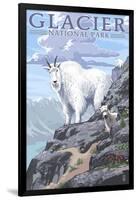 Mountain Goat and Kid - Glacier National Park, Montana-Lantern Press-Framed Art Print