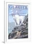 Mountain Goat and Kid - Glacier National Park, Montana-Lantern Press-Framed Art Print