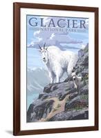 Mountain Goat and Kid - Glacier National Park, Montana-Lantern Press-Framed Art Print