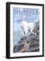 Mountain Goat and Kid - Glacier National Park, Montana-Lantern Press-Framed Art Print