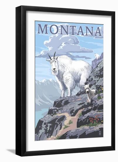 Mountain Goat and Kid - Montana-Lantern Press-Framed Art Print