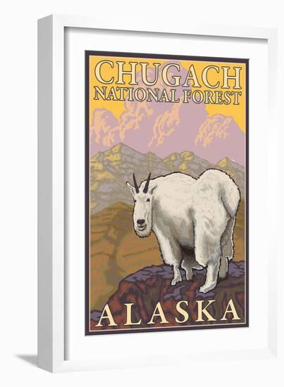 Mountain Goat, Chugach National Forest, Alaska-Lantern Press-Framed Art Print