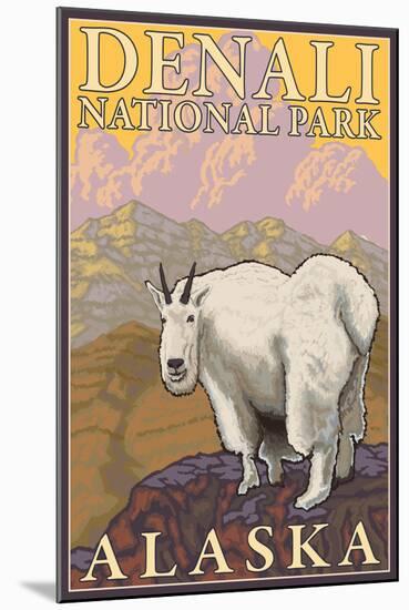 Mountain Goat, Denali National Park, Alaska-Lantern Press-Mounted Art Print