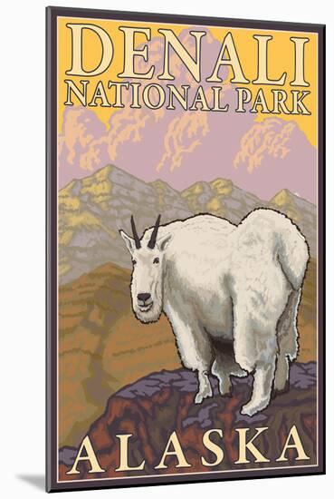 Mountain Goat, Denali National Park, Alaska-Lantern Press-Mounted Art Print