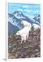 Mountain Goat Family-Lantern Press-Framed Art Print