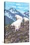 Mountain Goat Family-Lantern Press-Stretched Canvas