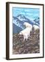 Mountain Goat Family-Lantern Press-Framed Art Print