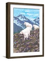 Mountain Goat Family-Lantern Press-Framed Art Print