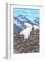 Mountain Goat Family-Lantern Press-Framed Art Print