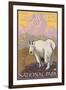 Mountain Goat, Glacier National Park, Montana-Lantern Press-Framed Art Print