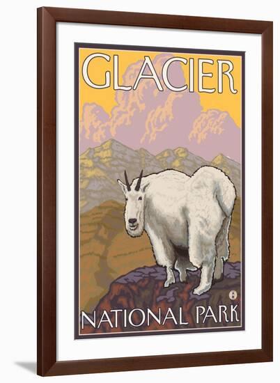 Mountain Goat, Glacier National Park, Montana-Lantern Press-Framed Art Print