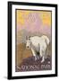 Mountain Goat, Glacier National Park, Montana-Lantern Press-Framed Art Print