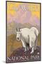 Mountain Goat, Glacier National Park, Montana-Lantern Press-Mounted Art Print