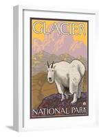 Mountain Goat, Glacier National Park, Montana-Lantern Press-Framed Art Print