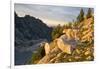 Mountain goat with kids at Crystal Lake, The Enchantments, Washington-Steve Kazlowski-Framed Photographic Print