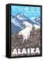 Mountain Goats Scene, Curry, Alaska-Lantern Press-Framed Stretched Canvas