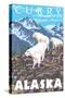 Mountain Goats Scene, Curry, Alaska-Lantern Press-Stretched Canvas