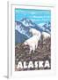 Mountain Goats Scene, Denali National Park, Alaska-Lantern Press-Framed Art Print