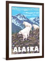 Mountain Goats Scene, Denali National Park, Alaska-Lantern Press-Framed Art Print