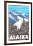 Mountain Goats Scene, Denali National Park, Alaska-Lantern Press-Framed Art Print