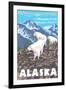 Mountain Goats Scene, Denali National Park, Alaska-Lantern Press-Framed Art Print