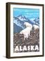 Mountain Goats Scene, Denali National Park, Alaska-Lantern Press-Framed Art Print