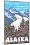 Mountain Goats Scene, Denali National Park, Alaska-Lantern Press-Mounted Art Print