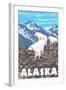 Mountain Goats Scene, Denali National Park, Alaska-Lantern Press-Framed Art Print