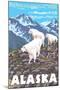 Mountain Goats Scene, Denali National Park, Alaska-Lantern Press-Mounted Art Print