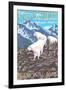 Mountain Goats Scene, Glacier National Park, Montana-Lantern Press-Framed Art Print