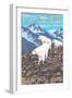 Mountain Goats Scene, Glacier National Park, Montana-Lantern Press-Framed Art Print