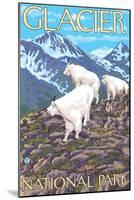 Mountain Goats Scene, Glacier National Park, Montana-Lantern Press-Mounted Art Print