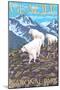 Mountain Goats Scene, Glacier National Park, Montana-Lantern Press-Mounted Art Print