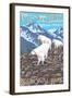 Mountain Goats Scene, Glacier National Park, Montana-Lantern Press-Framed Art Print