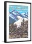 Mountain Goats Scene, Glacier National Park, Montana-Lantern Press-Framed Art Print