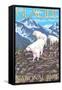 Mountain Goats Scene, Glacier National Park, Montana-Lantern Press-Framed Stretched Canvas