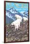 Mountain Goats Scene, Glacier National Park, Montana-Lantern Press-Framed Art Print