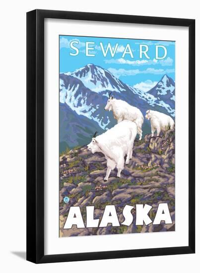 Mountain Goats Scene, Seward, Alaska-Lantern Press-Framed Art Print